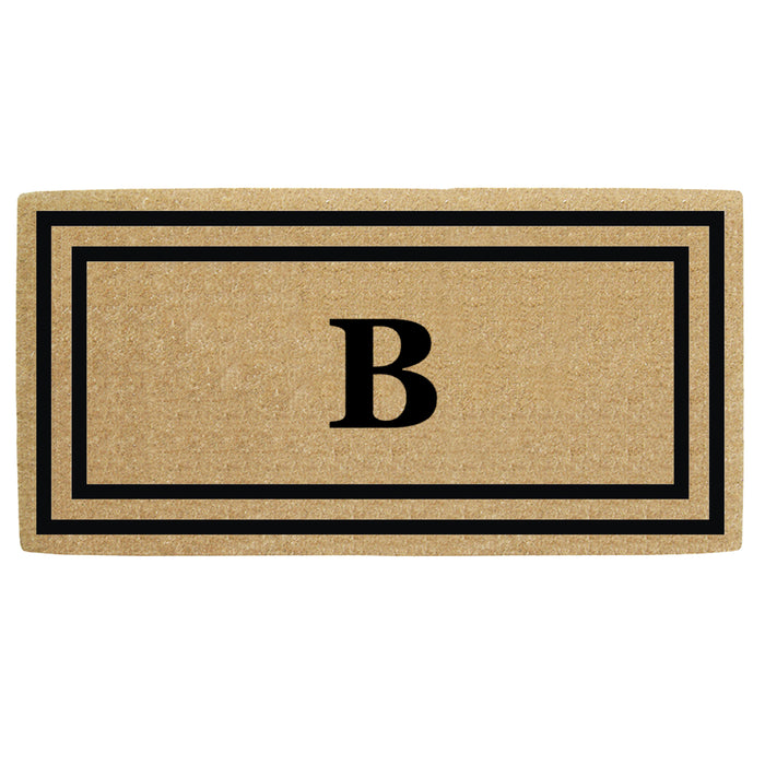 Heavy Duty Coir Door Mat Thin Double Picture Frame, Monogram B - Black 36" x 72"