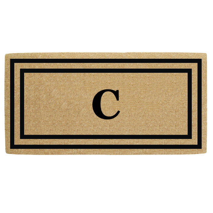 Heavy Duty Coir Door Mat Thin Double Picture Frame, Monogram C - Black 36" x 72"