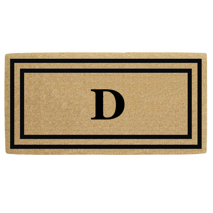 Heavy Duty Coir Door Mat Thin Double Picture Frame, Monogram D - Black 36" x 72"