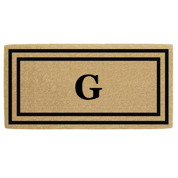 Heavy Duty Coir Door Mat Thin Double Picture Frame, Monogram G - Black 36" x 72"