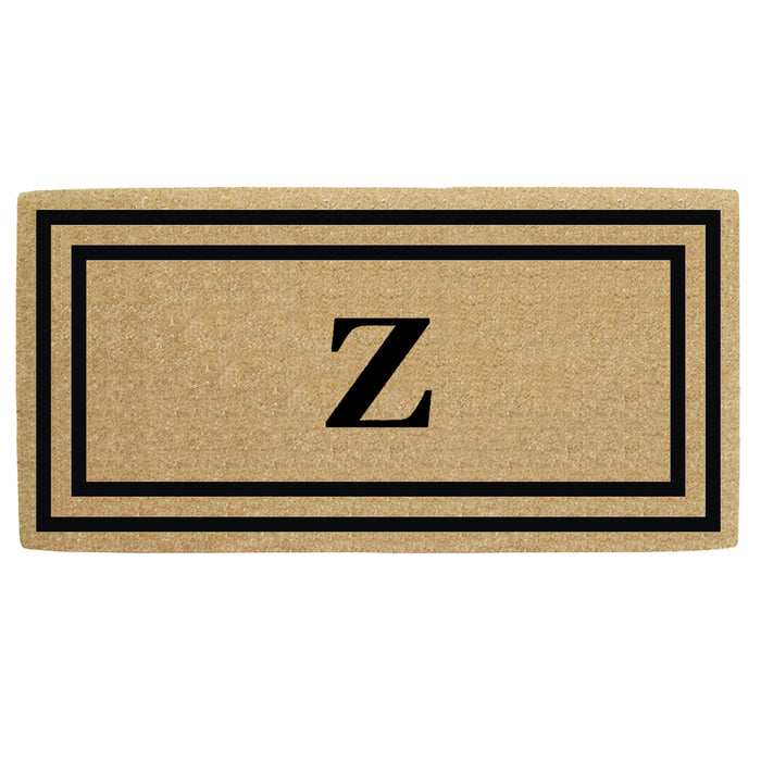 Heavy Duty Coir Door Mat Thin Double Picture Frame, Monogram Z - Black 36" x 72"