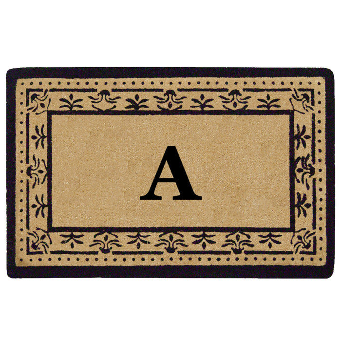 Heavy Duty Coir Door Mat Corinthian, Monogram A - Black 22" x 36"