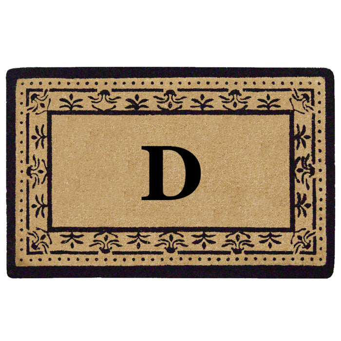 Heavy Duty Coir Door Mat Corinthian, Monogram D - Black 22" x 36"