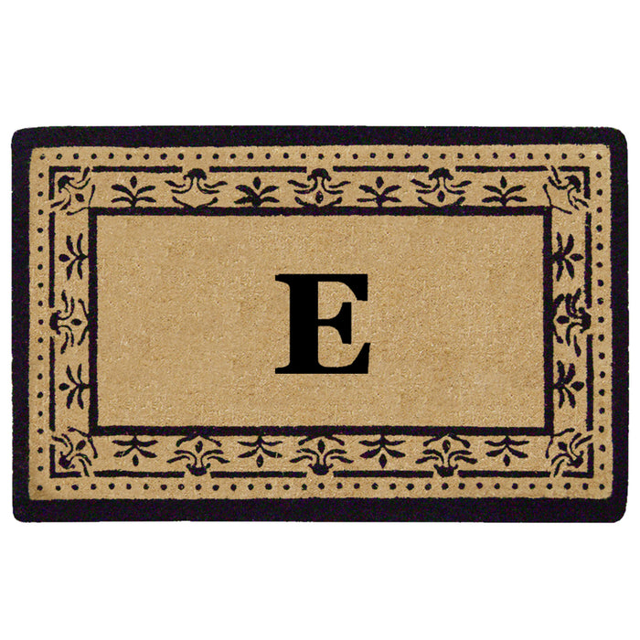 Heavy Duty Coir Door Mat Corinthian, Monogram E - Black 22" x 36"