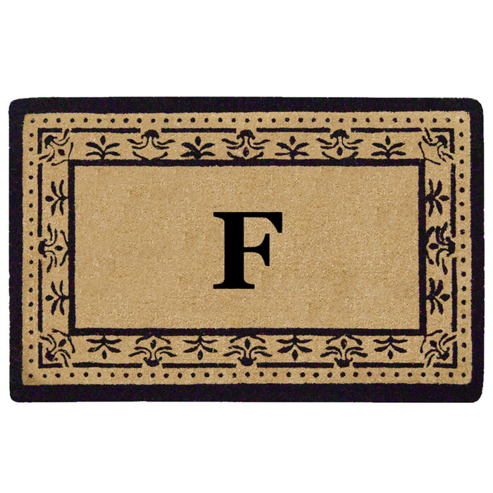 Heavy Duty Coir Door Mat Corinthian, Monogram F - Black 22" x 36"