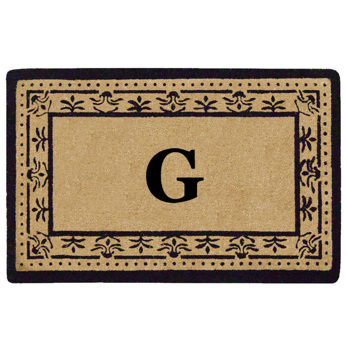 Heavy Duty Coir Door Mat Corinthian, Monogram G - Black 22" x 36"