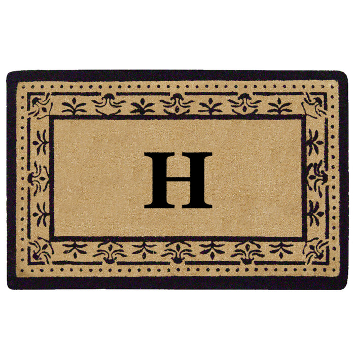 Heavy Duty Coir Door Mat Corinthian, Monogram H - Black 22" x 36"