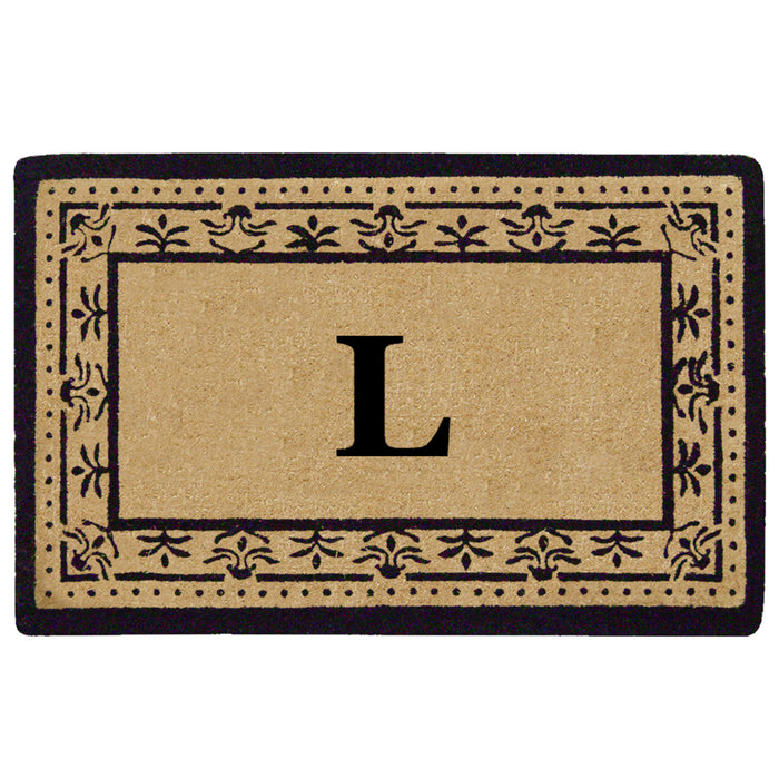 Heavy Duty Coir Door Mat Corinthian, Monogram L - Black 22" x 36"