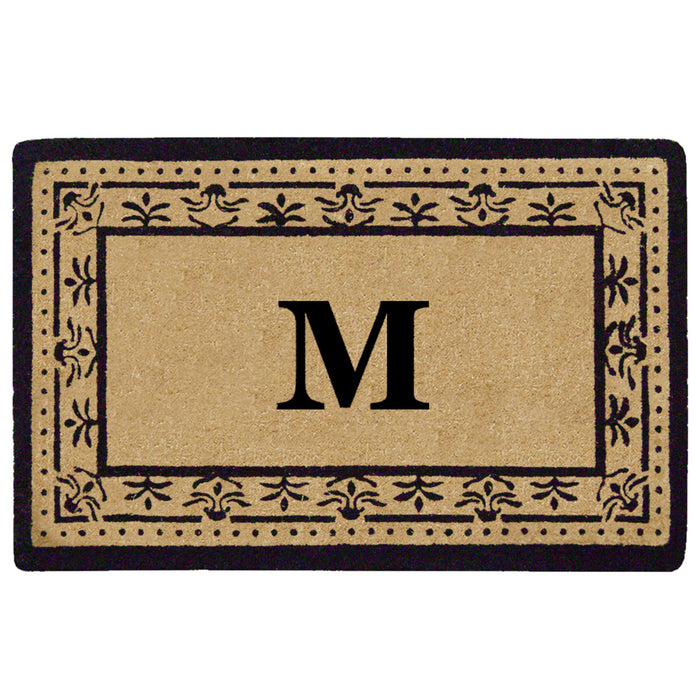 Heavy Duty Coir Door Mat Corinthian, Monogram M - Black 22" x 36"