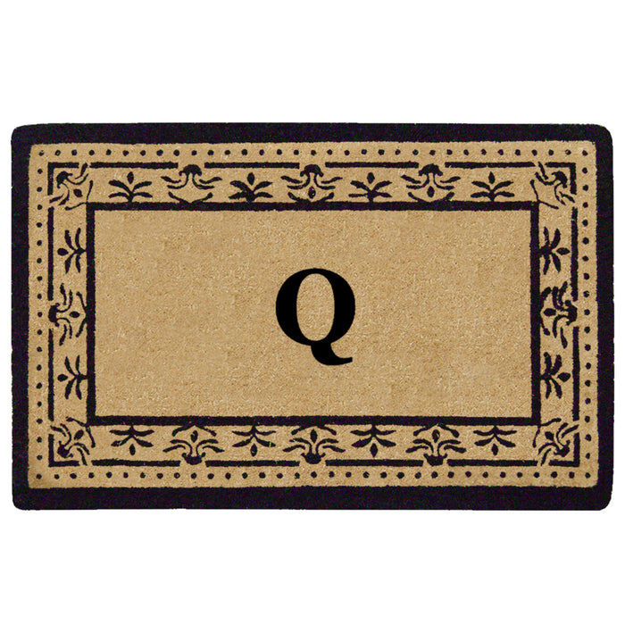 Heavy Duty Coir Door Mat Corinthian, Monogram Q - Black 22" x 36"