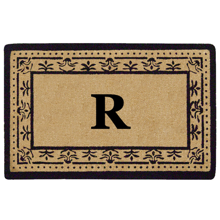 Heavy Duty Coir Door Mat Corinthian, Monogram R - Black 22" x 36"