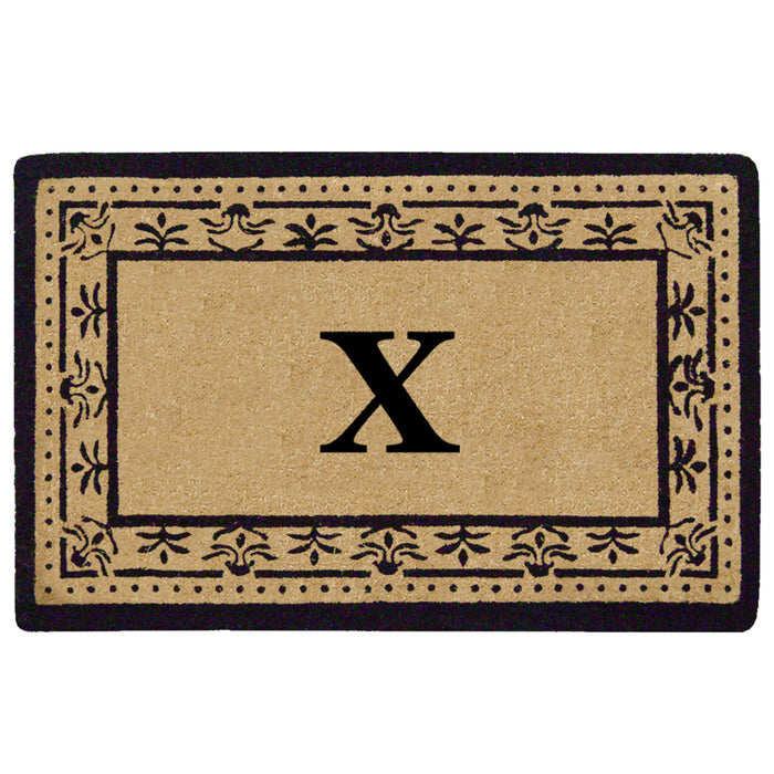 Heavy Duty Coir Door Mat Corinthian, Monogram X - Black 22" x 36"