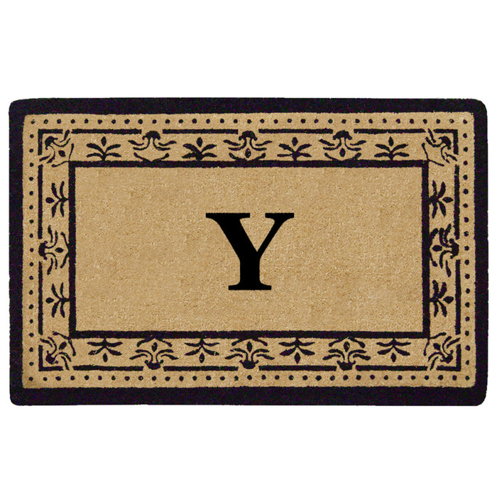 Heavy Duty Coir Door Mat Corinthian, Monogram Y - Black 22" x 36"