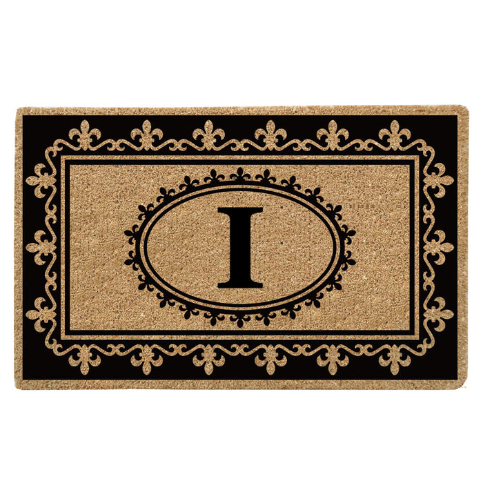 Heavy Duty Coir Door Mat Fleur de Lys, Monogram I - 30" x 48"