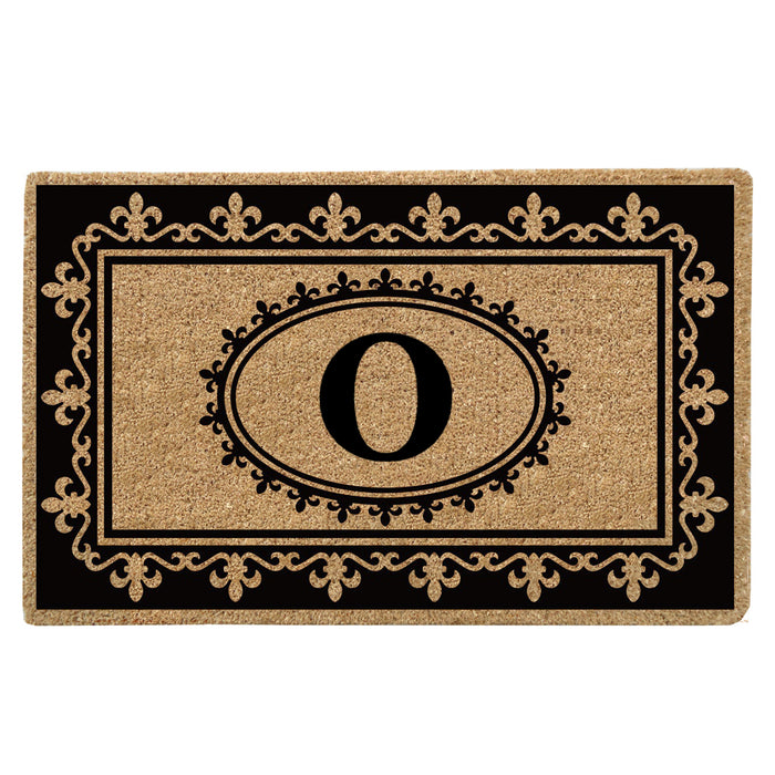 Heavy Duty Coir Door Mat Fleur de Lys, Monogram O - 30" x 48"