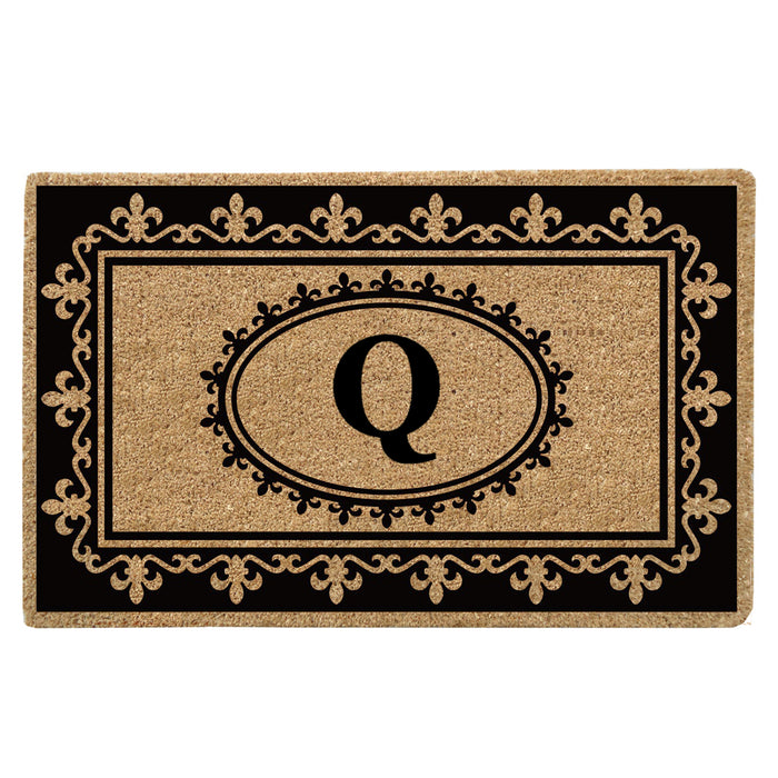 Heavy Duty Coir Door Mat Fleur de Lys, Monogram Q - 30" x 48"