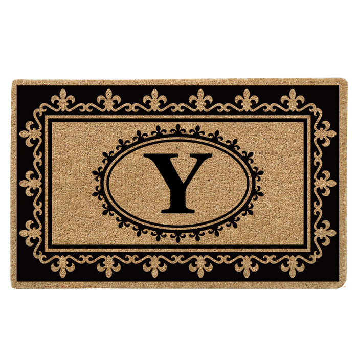 Heavy Duty Coir Door Mat Fleur de Lys, Monogram Y - 30" x 48"