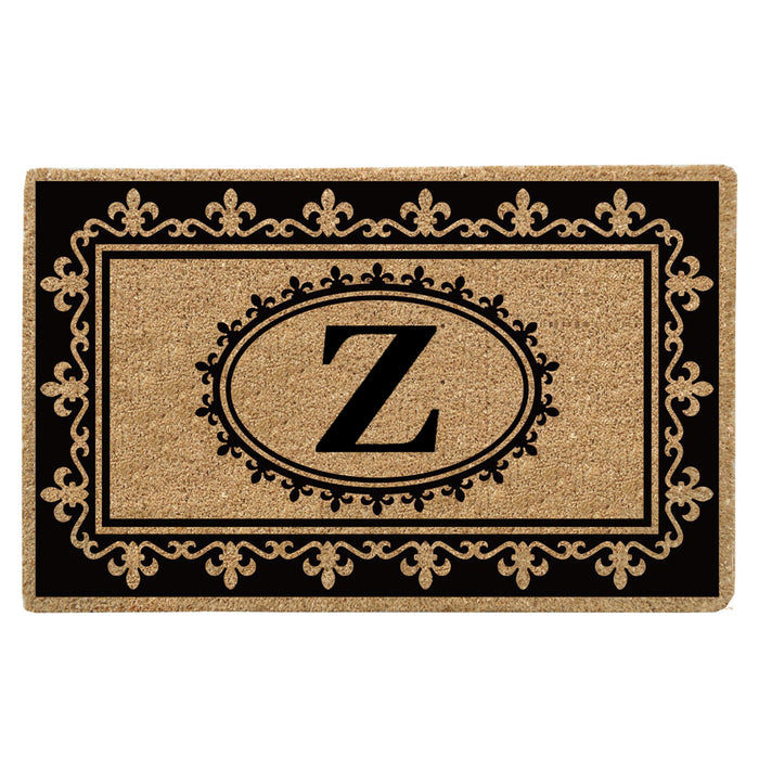 Heavy Duty Coir Door Mat Fleur de Lys, Monogram Z - 22" x 36"