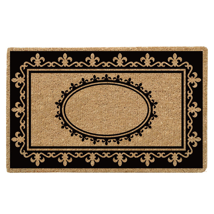 Heavy Duty Coir Doormat Fleur de Lys, Plain - 30" x 48"