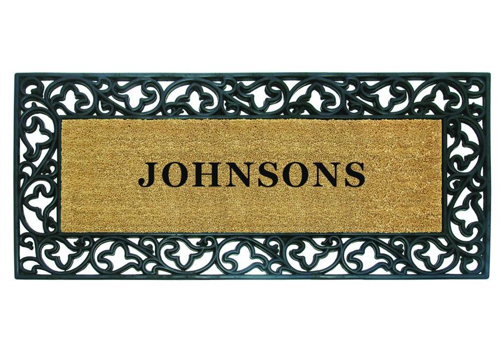 Acanthus Border - 24 x 57 - Personalized-Rubber Coir Mats-Accentuary