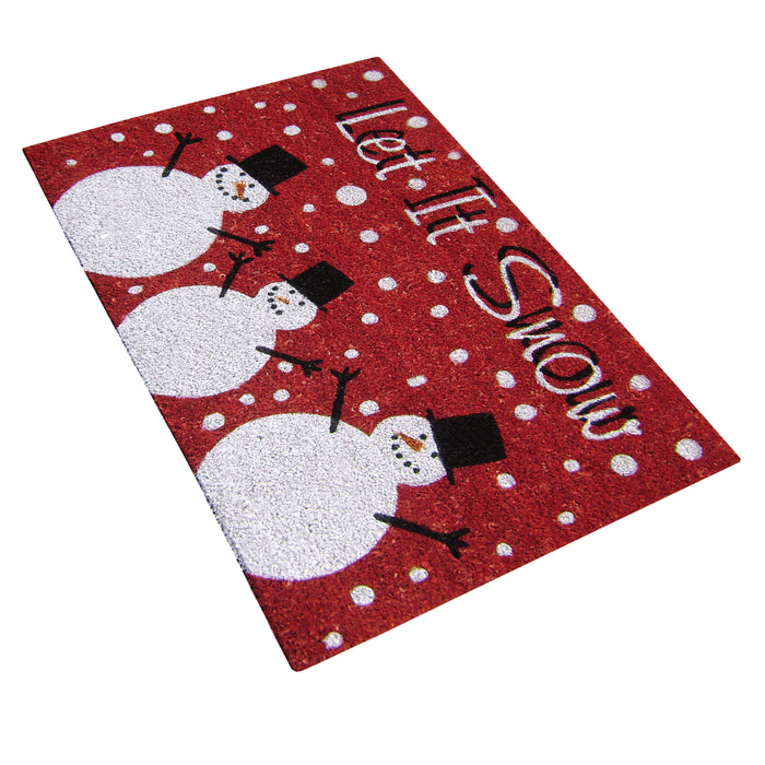 Printed Holiday Coir Mat - Let it Snow-Doormats-Accentuary